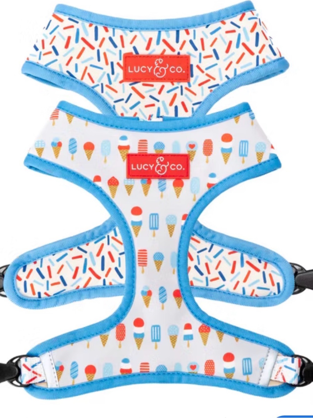 Lucy & Co. Ice Cream Print Dog Harness in Blue